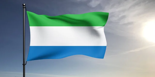 Sierra Leone Stoffa Bandiera Nazionale Tessuto Sventolando Sul Bellissimo Sfondo — Foto Stock