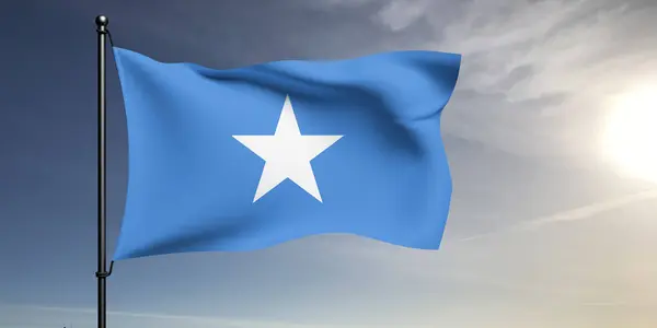 Somalia Tela Bandera Nacional Ondeando Sobre Hermoso Fondo Gris — Foto de Stock
