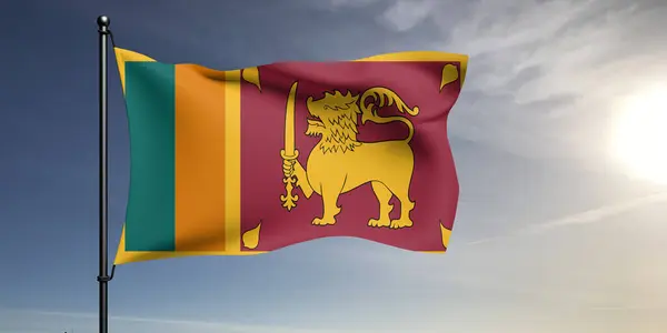 Sri Lankas Nationalflagge Stoff Weht Auf Schönen Grauen Hintergrund — Stockfoto