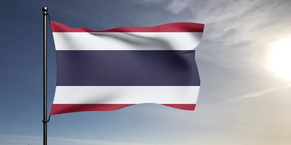 Tailândia Tecido Pano Bandeira Nacional Acenando Fundo Cinza Bonito — Fotografia de Stock