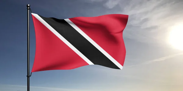 Trinidad Tobago Ulusal Bayrak Kumaşı Güzel Gri Arka Planda Sallanıyor — Stok fotoğraf