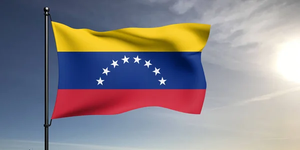 Tela Tela Bandera Nacional Venezuela Ondeando Sobre Hermoso Fondo Gris —  Fotos de Stock