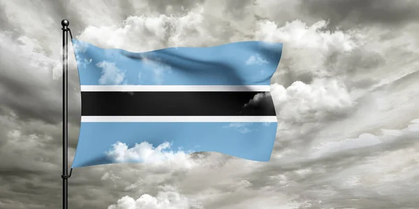 Botswana Bandiera Nazionale Stoffa Tessuto Sventolando Bella Nuvoloso Sfondo — Foto Stock