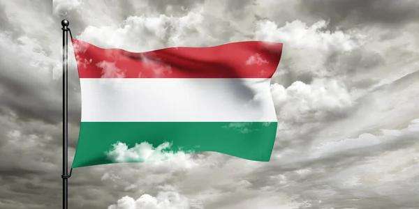 Ungheria Bandiera Nazionale Stoffa Tessuto Sventolando Bella Nuvoloso Sfondo — Foto Stock