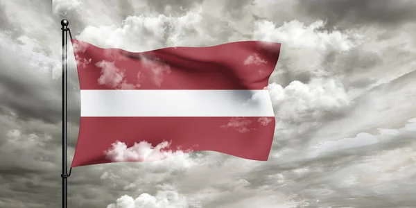 Letland Nationalflag Klud Stof Vinke Smukke Overskyet Baggrund - Stock-foto