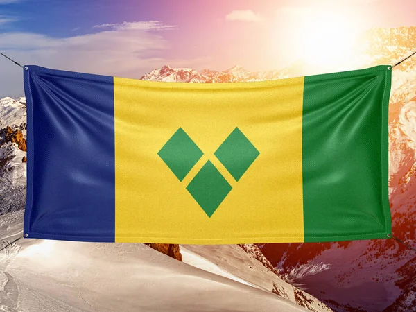 Άγιος Βικέντιος Και Γρεναδίνες Ύφασμα Εθνική Σημαία Κυματίζει Στο Όμορφο — Φωτογραφία Αρχείου