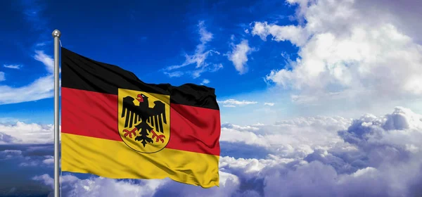 Tecido Pano Bandeira Nacional Alemanha Acenando Bela Nuvem Fundo — Fotografia de Stock
