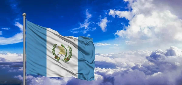 Guatemalas Nationalflagge Weht Auf Einer Schönen Wolke — Stockfoto