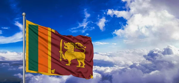 Sri Lankas Nationalflagge Weht Schönen Himmel — Stockfoto