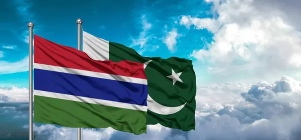 Flags Pakistan Gambia Friendship Flag Waving Sky Beautiful Sky — Stock Photo, Image
