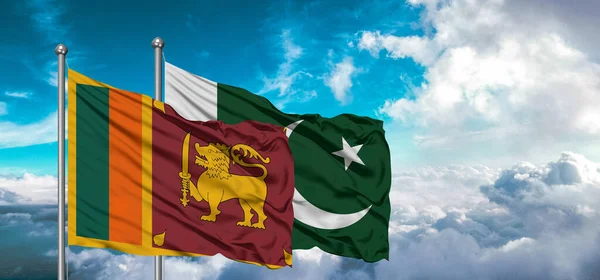 Bandeiras Paquistão Sri Lanka Bandeira Amizade Acenando Céu Com Céu — Fotografia de Stock