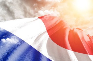 Fransa ulusal bayrak kumaşı güzel bir arka planda dalgalanıyor.