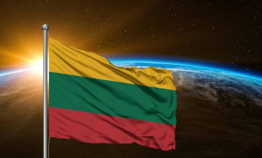 Litvanya Ulusal Bayrak Kumaşı Güzel bir dünyada sallanıyor.