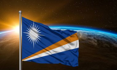 Marshall Adaları Ulusal Bayrak Kumaşı Güzel bir dünyada sallanıyor.