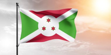 Burundi Ulusal Bayrak Kumaşı Güzel bir arka planda sallanıyor.