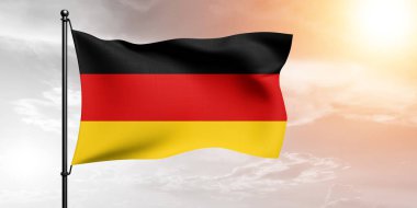 Almanya ulusal bayrak kumaşı güzel bir arka planda dalgalanıyor.