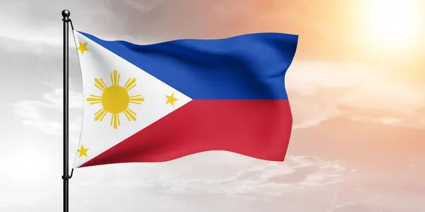 美しい空に揺れるフィリピン国旗の布背景 — ストック写真