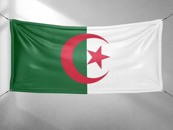Державний Прапор Алжиру Тканина Махає Красивим Сірим Небом — стокове фото