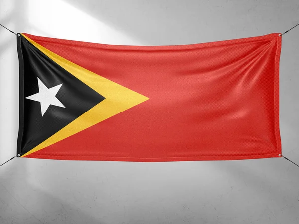 Osttimor Timor Leste Nationalflagge Stoff Weht Auf Schönen Grauen Himmel — Stockfoto