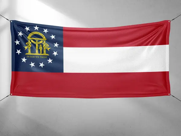 Georgia Bandiera Nazionale Stoffa Tessuto Sventolando Sul Bel Cielo Grigio — Foto Stock