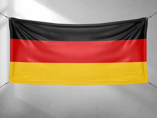 Alemania Bandera Nacional Tela Ondeando Sobre Hermoso Cielo Gris Fondo —  Fotos de Stock