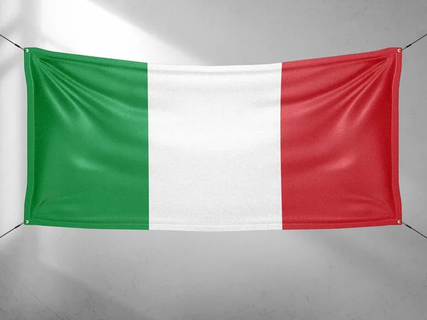 Italien National Flagga Tyg Viftar Vacker Grå Himmel Bakgrund — Stockfoto