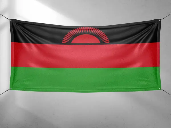 Malawi Narodowa Tkanina Flagowa Macha Pięknym Szarym Niebie Tło — Zdjęcie stockowe