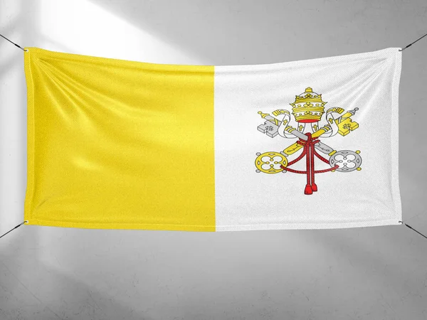 Vatican City National Flag Cloth Fabric Waving Beautiful Grey Sky — Stock Photo, Image
