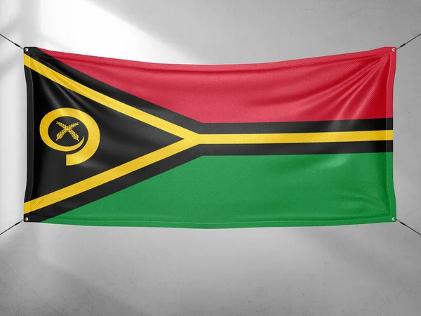 Vanuatu Εθνικό Ύφασμα Σημαία Κυματίζει Όμορφο Γκρι Ουρανό Φόντο — Φωτογραφία Αρχείου