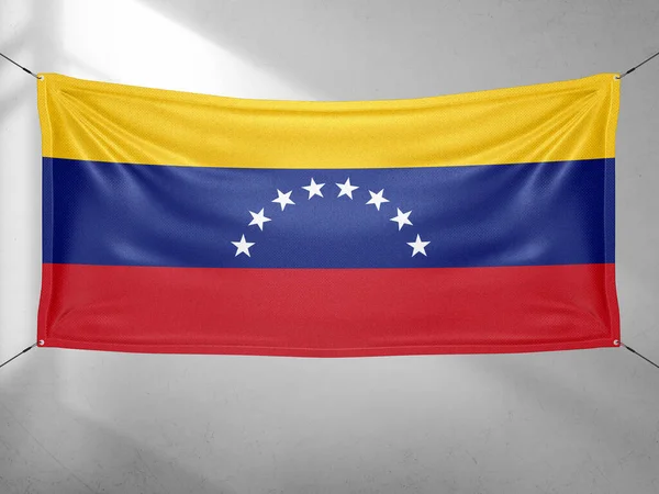 Tela Tela Bandera Nacional Venezuela Ondeando Sobre Hermoso Cielo Gris — Foto de Stock