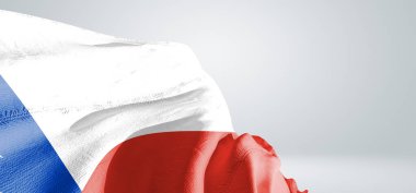 Şili Ulusal Bayrak Kumaşı Güzel açık gri arka planda dalgalanıyor.