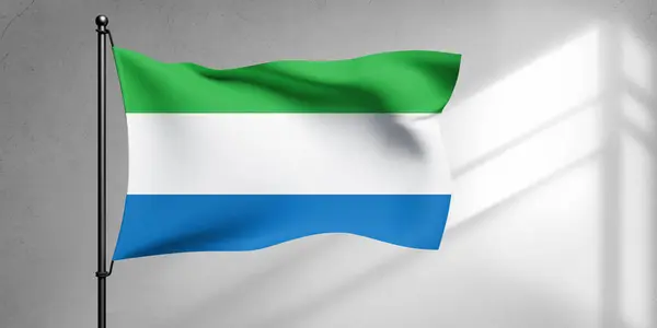 Sierra Leonenational bayrak kumaşı güzel gökyüzünde dalgalanıyor 