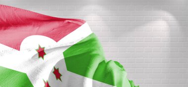 Burundi Ulusal Bayrak Kumaşı Güzel tuğlalarda sallanıyor Arka plan.