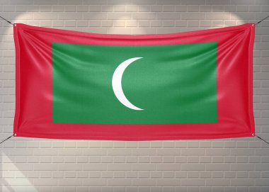 Maldivler ulusal bayrak kumaşı güzel tuğlalar üzerinde sallanıyor.