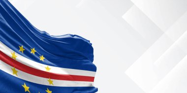 Cabo Verde Ulusal Bayrak Kumaşı Beyaz güzel arka planda dalgalanıyor.