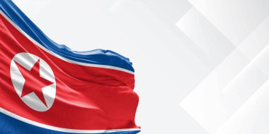 Kore, Kuzey Ulusal Bayrak Kumaşı Beyaz güzel arka planda sallanıyor.