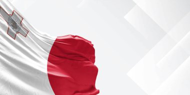 Beyaz güzel arka planda sallanan Malta Ulusal Bayrağı kumaşı.