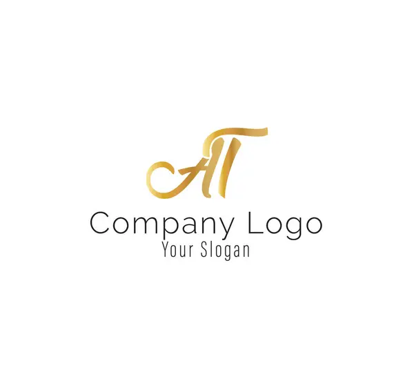 AT monogram logosu. Typographic A harfi, T harfi imza simgesi. Işık arkaplanında harf işareti izole.