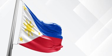 Philippines  national flag cloth fabric waving on beautiful White Square Background. clipart