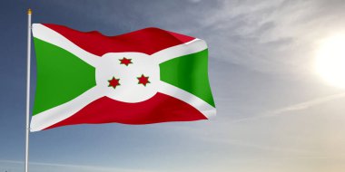 Burundi Ulusal Bayrak Kumaşı Güzel açık gri arka planda dalgalanıyor.