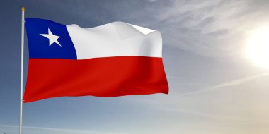 Şili Ulusal Bayrak Kumaşı Güzel açık gri arka planda dalgalanıyor.