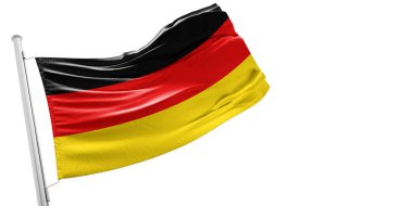 Almanya ulusal bayrak kumaşı güzel beyaz arka planda dalgalanıyor.