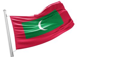 Maldivler Ulusal Bayrak Kumaşı Güzel beyaz arka planda dalgalanıyor.