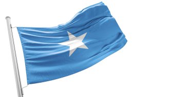 Somali Ulusal Bayrak Kumaşı Güzel beyaz arka planda dalgalanıyor.