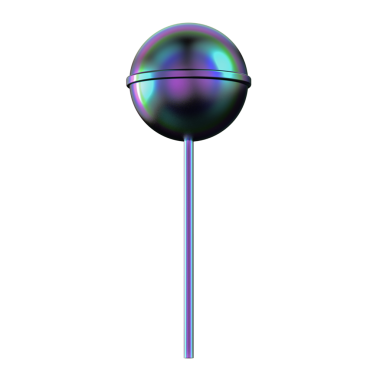 3D lolipop menekşe metal cam krom şeker