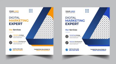 Dijital pazarlama pankartı tasarım şablonu. Dijital iş dünyası sosyal medya posta şablonu. Sosyal medya afişi tasarım şablonu. Sosyal medya postası tasarımı. Sosyal medya bohça tasarımı