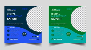 Dijital pazarlama pankartı tasarım şablonu. Dijital iş dünyası sosyal medya posta şablonu. Sosyal medya afişi tasarım şablonu. Sosyal medya postası tasarımı. Sosyal medya bohça tasarımı