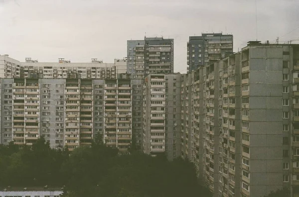Πανοραμική Θέα Της Κατοικημένης Συνοικίας Της Σοβιετικής Εποχής Πρότυπο — Φωτογραφία Αρχείου