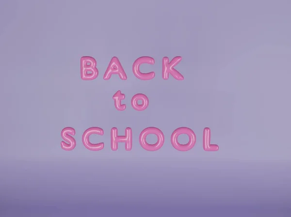 Zurück Zur Schule Ballon Rosa Buchstaben Einfacher Hintergrund Banner — Stockfoto