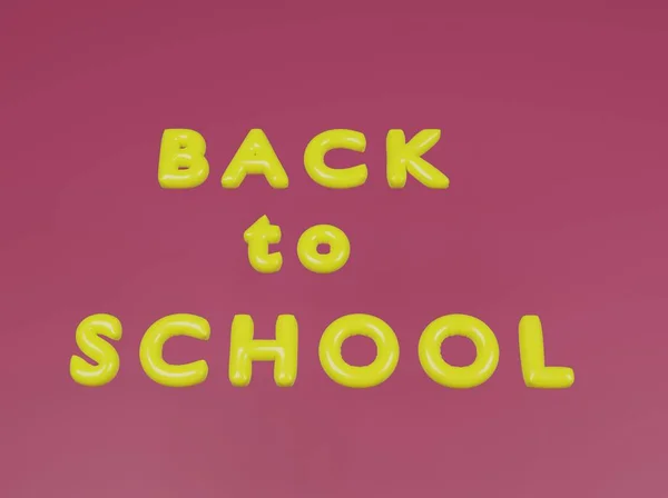回学校去气球黄色的字母 简单的粉色背景 — 图库照片